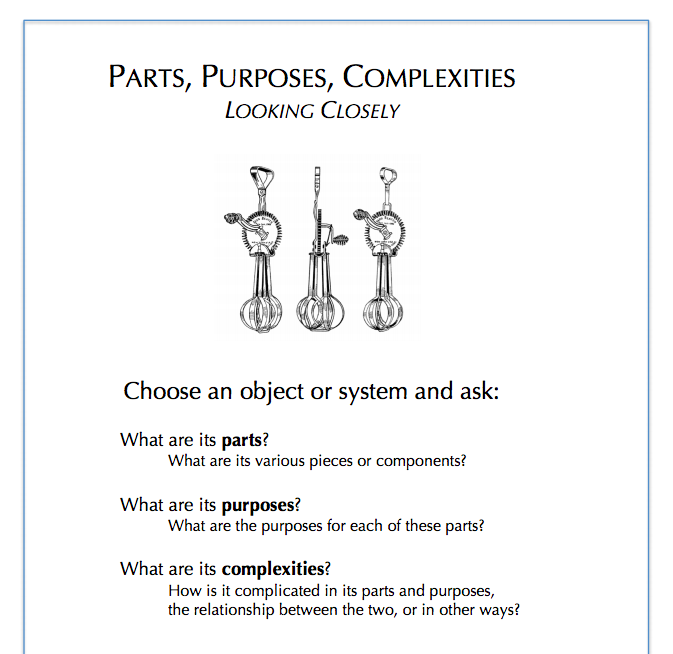 Parts, Purposes, Complexities introductory page sample