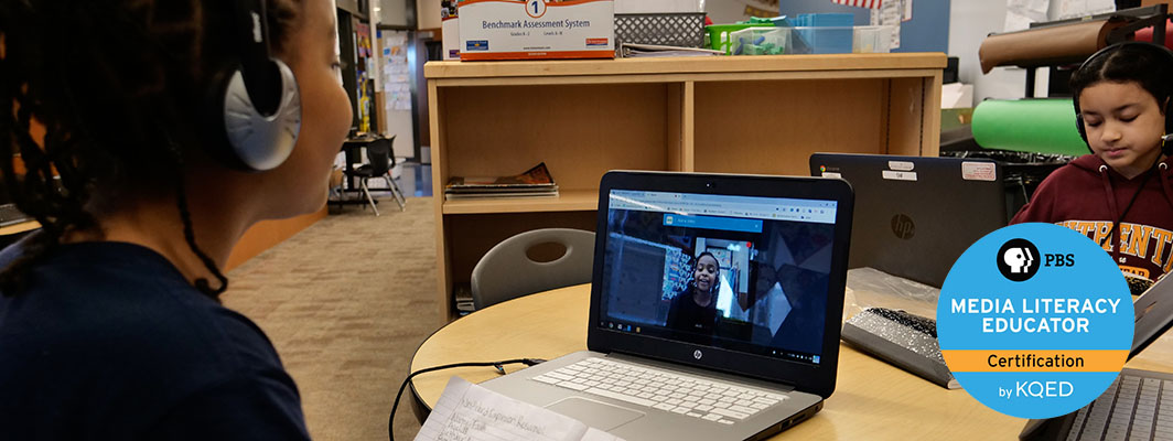 Student uses video chat on her laptop