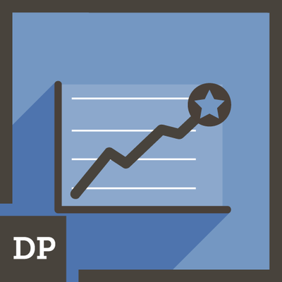 Blue badge image with an icon of a line chart, that has a star in the upper right corner