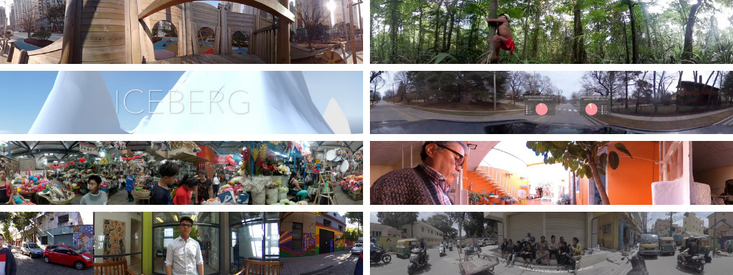 Collage of images from the eight MY World 360º April 2020 playlist videos
