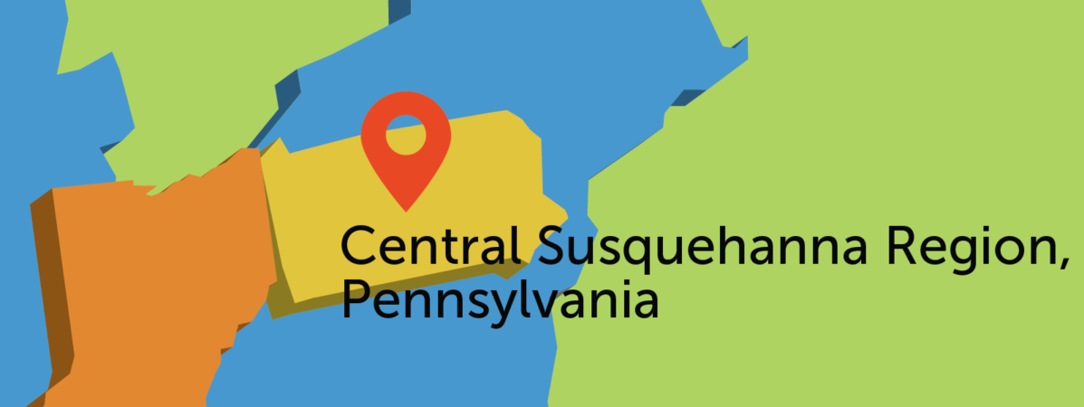 Map pinpointing Central Susquehanna Region, Pennsylvania