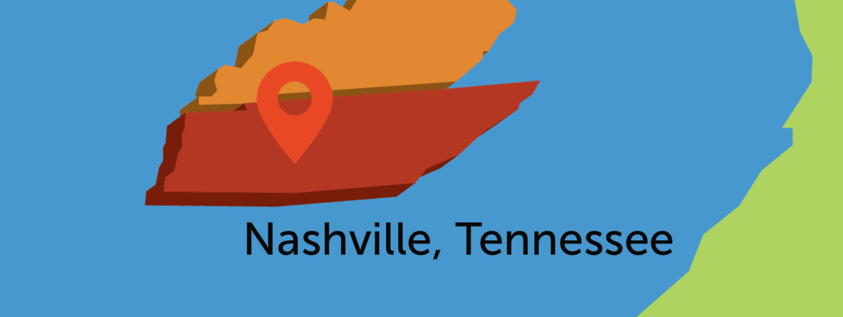 Map pinpointing Nashville Tennessee