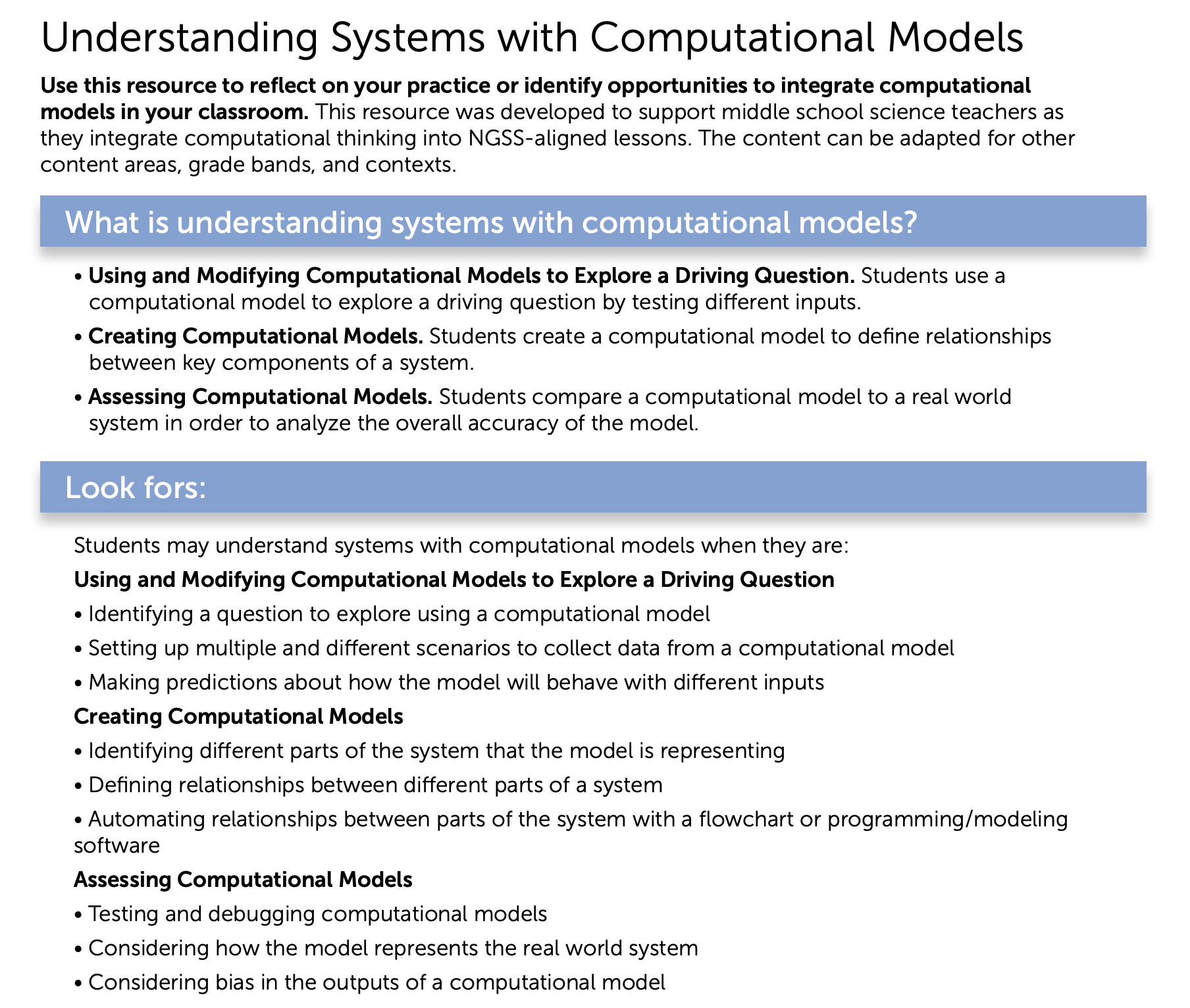Screenshot of the linked Understanding Systems with Computational Models resource.