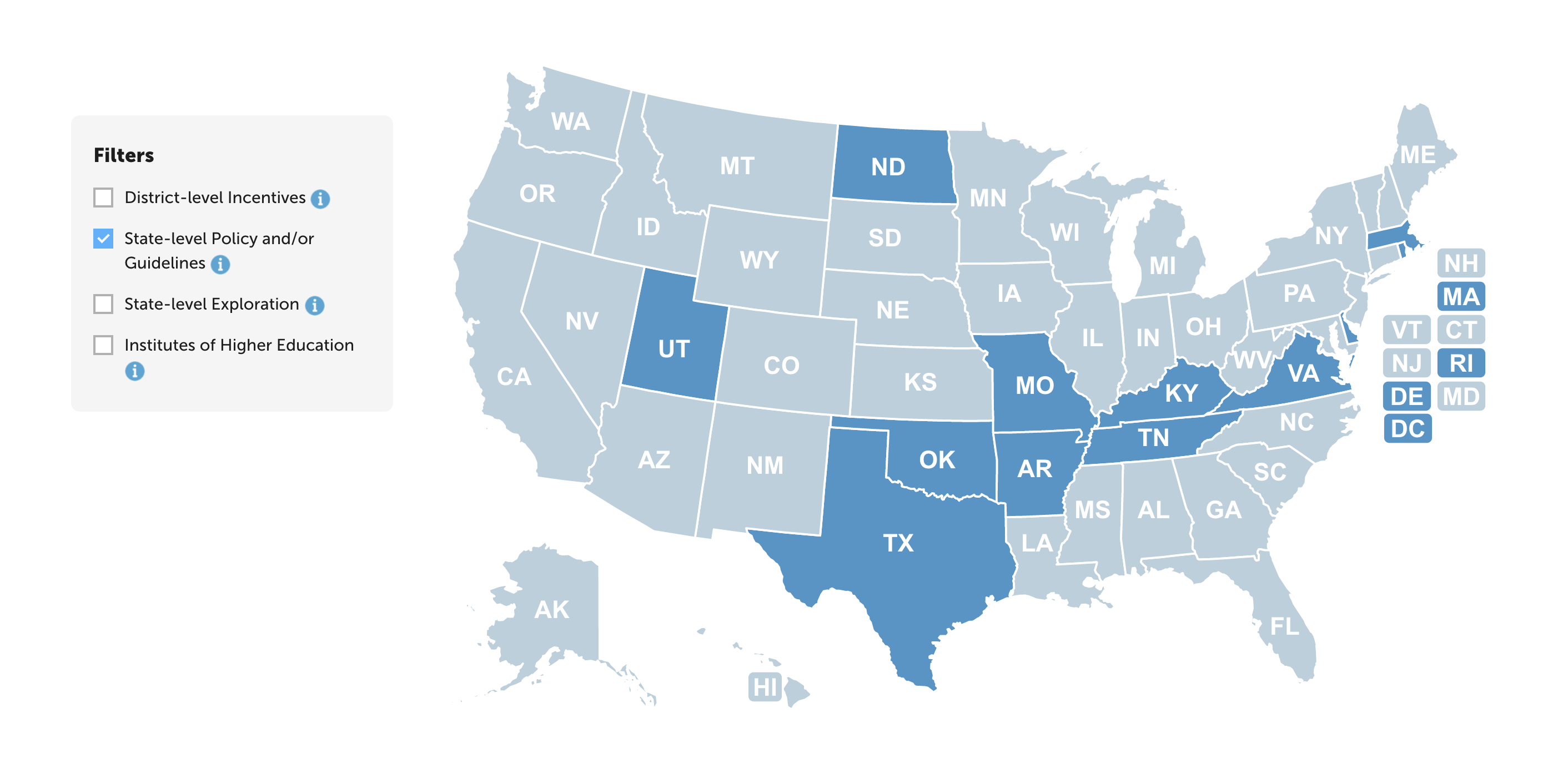Screengrab of the Micro-credential Policy Map