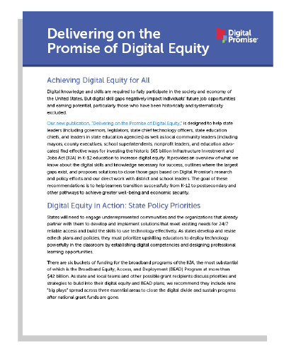 Executive Summary of Delivering on the Promise of Digital Equity