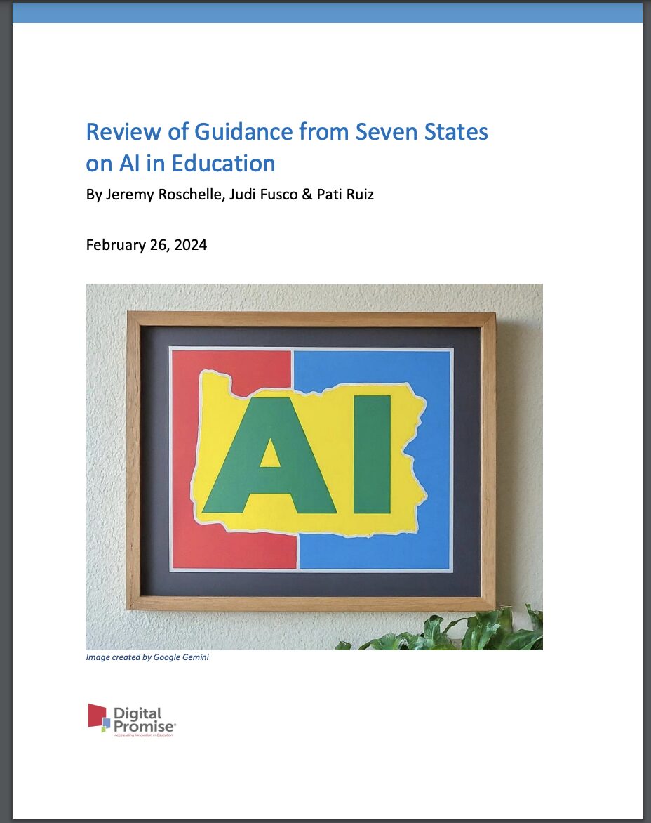 An image of the cover of the Review of Guidance from Seven States on AI in Education