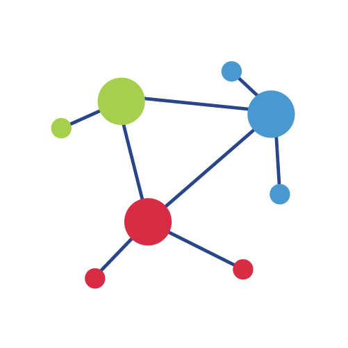 A network map showing circles connected by lines