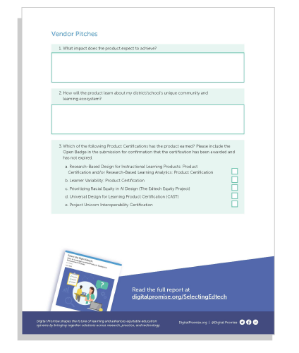 Selecting the right edtech - vendor pitches template