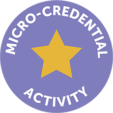Purple circle with gold star and text saying "Micro-credential activity"