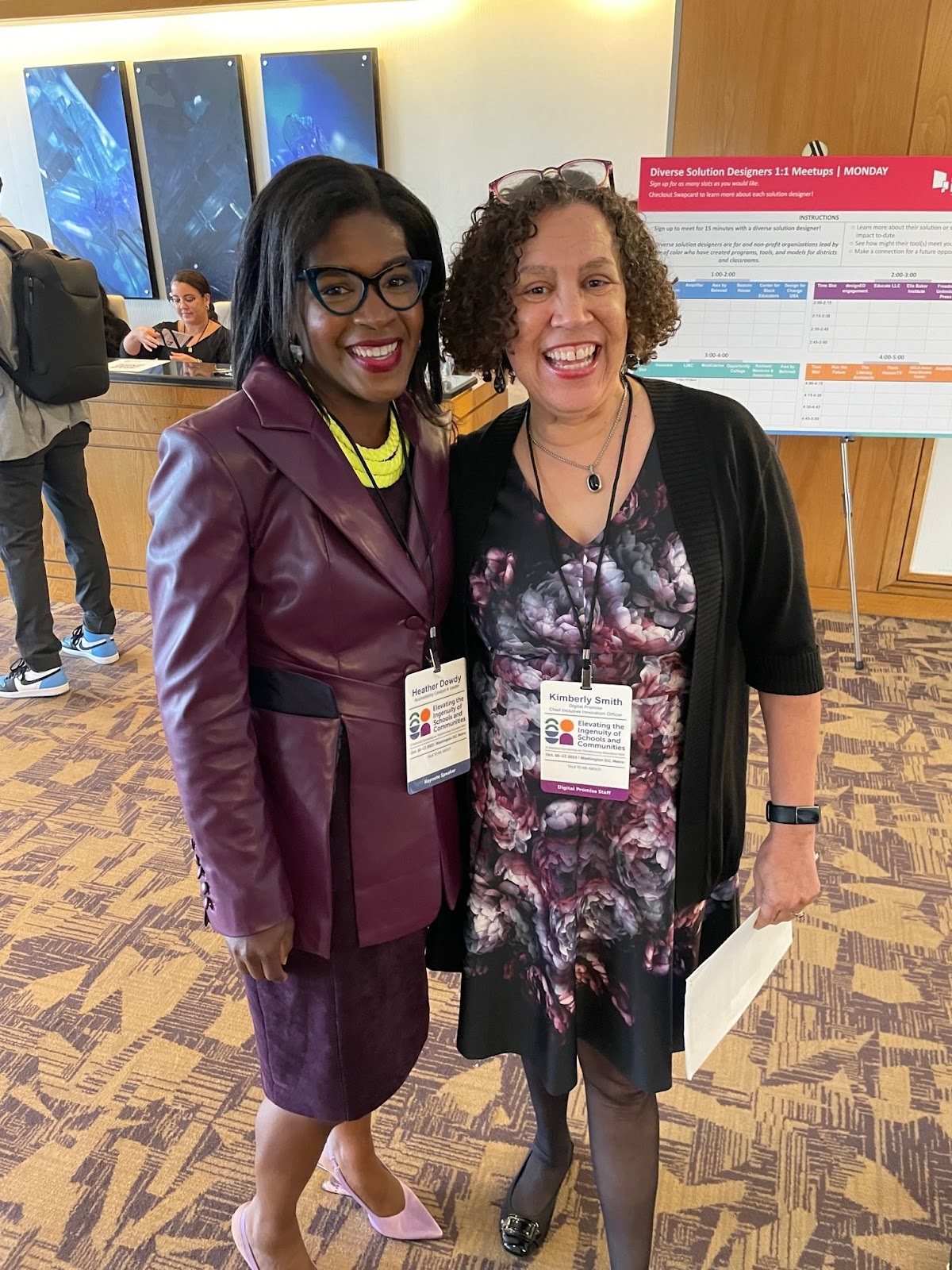 At this year's Inclusive Innovation convening, Heather Dowdy, an accessibility catalyst and leader, stands with Kimberly Smith, chief inclusive innovation officer at Digital Promise. 