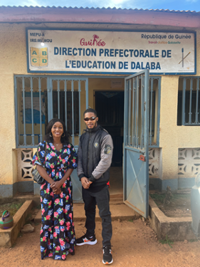 Aissata and a colleague at Jeune Espoir visit the local education director in Dalaba to ensure the project’s alignment with national education priorities. 