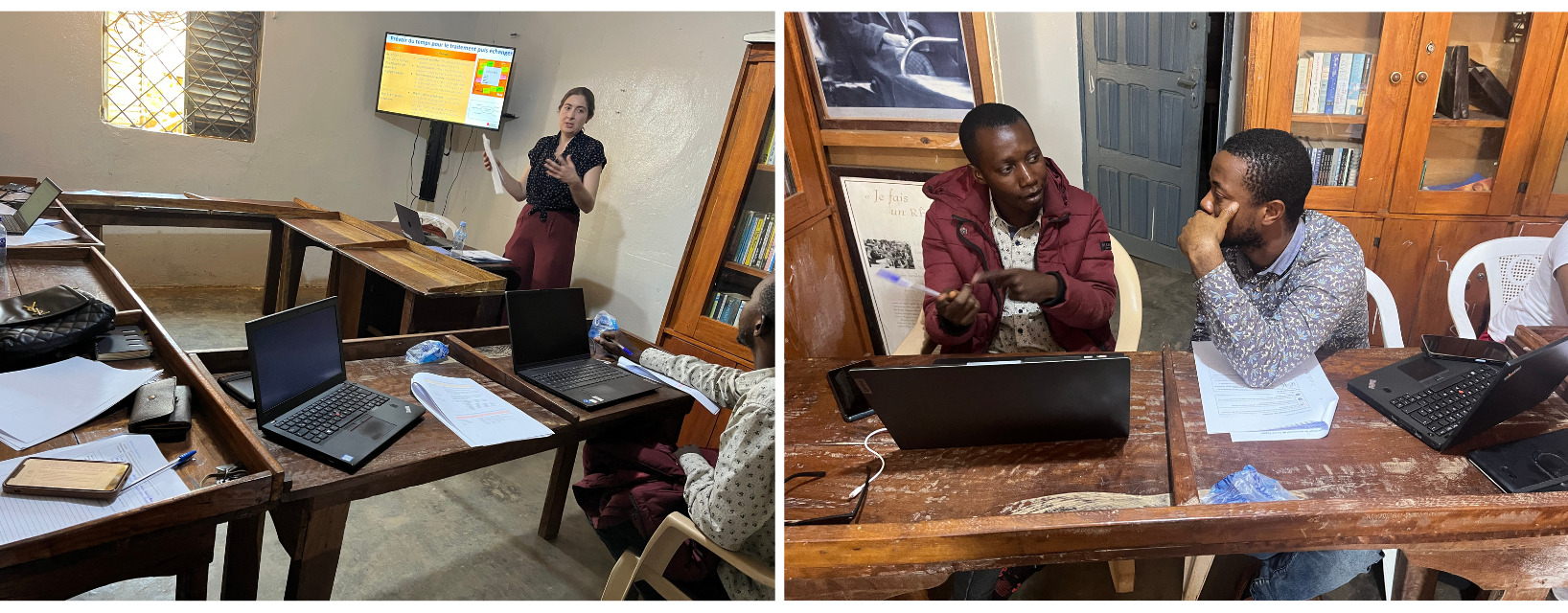 April leads a “training-of-trainers” for Jeune Espoir staff members focused on active learning strategies to promote adult educators’ professional development. 