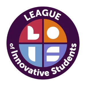 A purple circular logo for the League of Innovative Students.