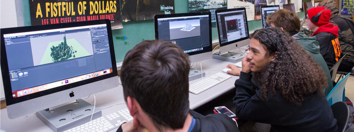 Students practice digital animation in Skyline High School’s Computer Science and Technology Pathway.