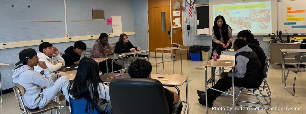 Photo of Suffern Central High School Students participating in a Socratic Circles.