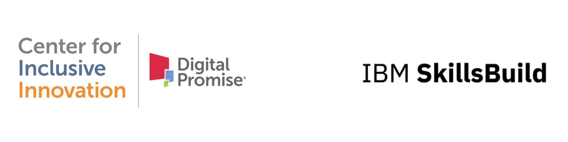 Logos for the Center for Inclusive Innovation at Digital Promise and IBM SkillsBuild.
