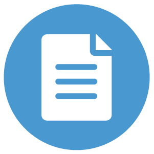 Blue circle with a white icon of a document.