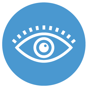 Blue circle with a white icon of an eye
