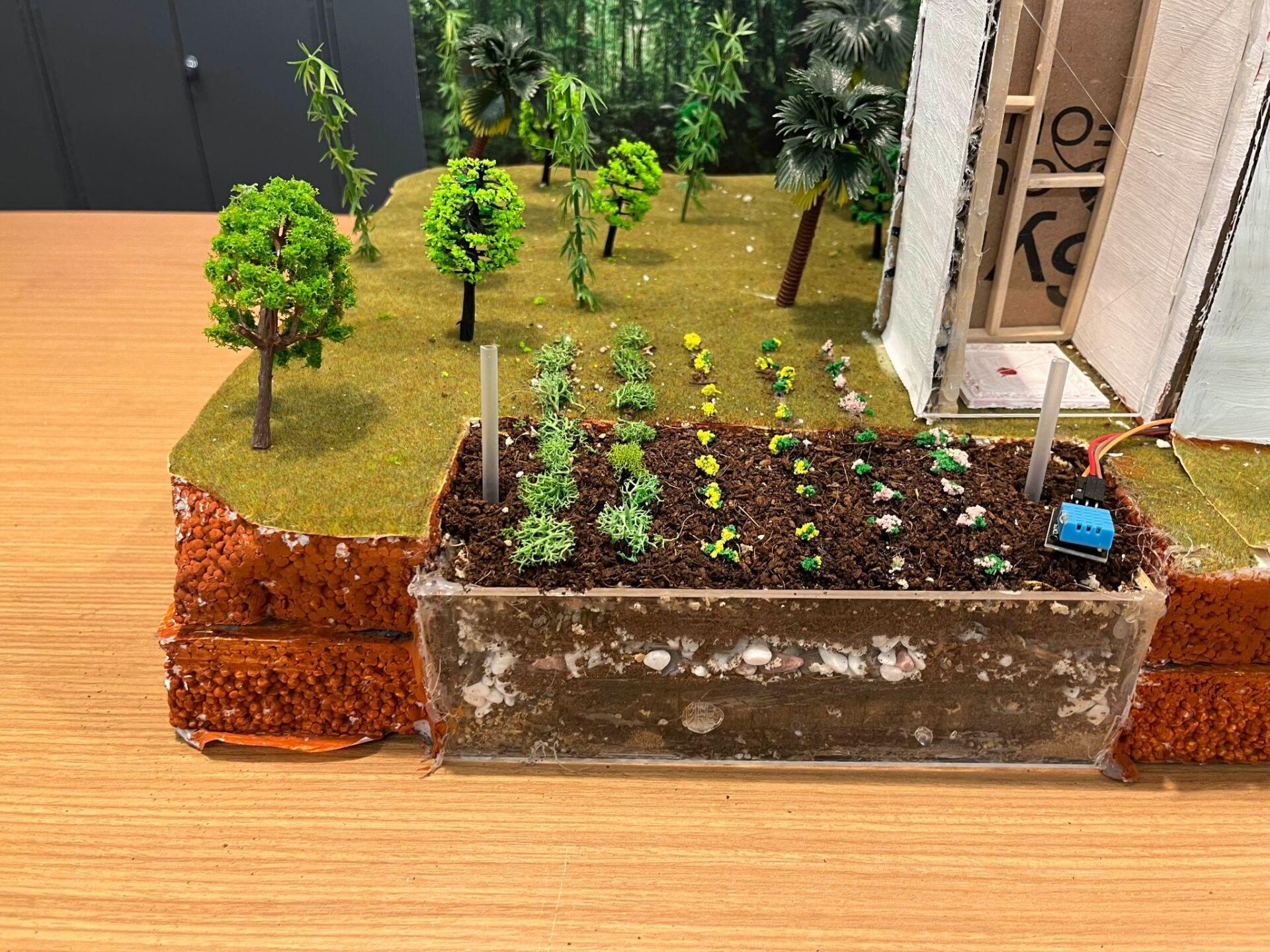 A fabricated model of a garden