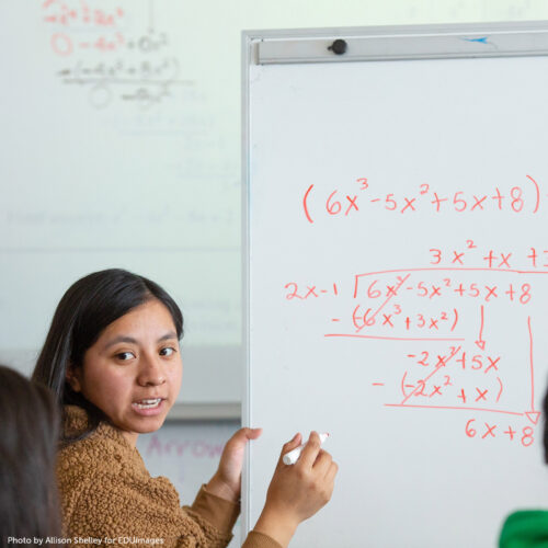 High school group with whiteboard