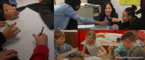 image collage of different students sitting at classroom tables doing work